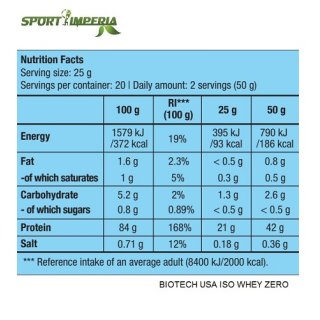 BioTech USA ISO Whey Zero 25g Portionsbeutel Banane