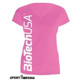 BioTech USA V-Neck T-Shirt Pink XL